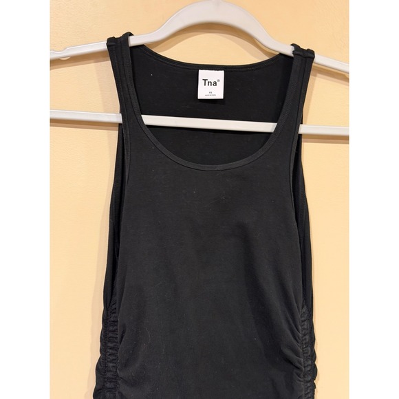 Tna Black Ruched Bodycon Tank Dress Womens XS Mini Sleeveless - Picture 3 of 4